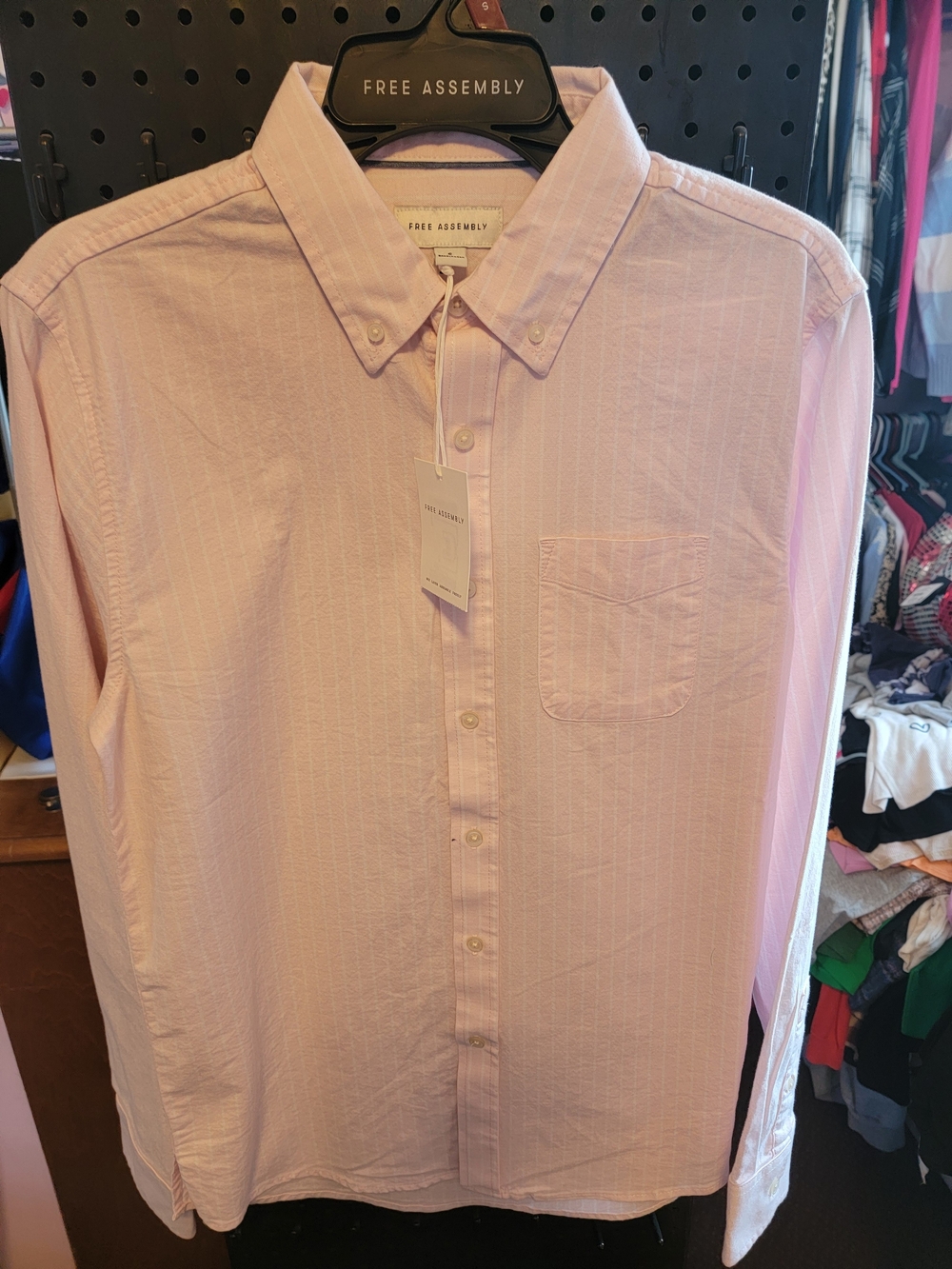 Free Assembly Men's Light Pink Button-Down Dress Shirt